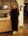 Megan Oversized Organic Cotton Black Midi Dress