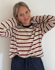 Sally wears Long Sleeve Hannah in Vanilla Multistripe