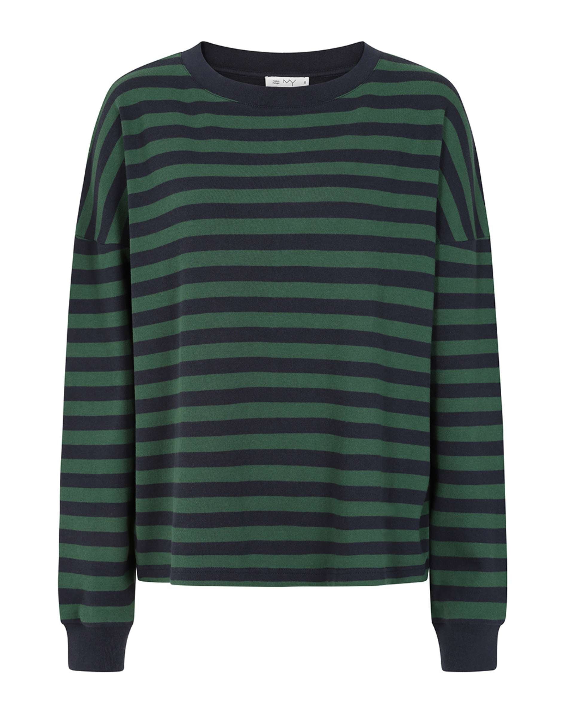Sally Organic Cotton Navy/Green Stripe Sweatshirt
