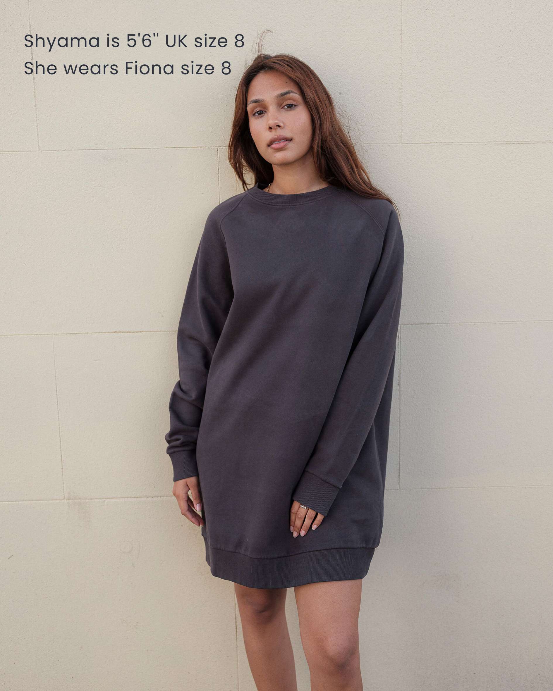 grey sweatshirt dress Fiona Organic Cotton Slate Sweatshirt Dress