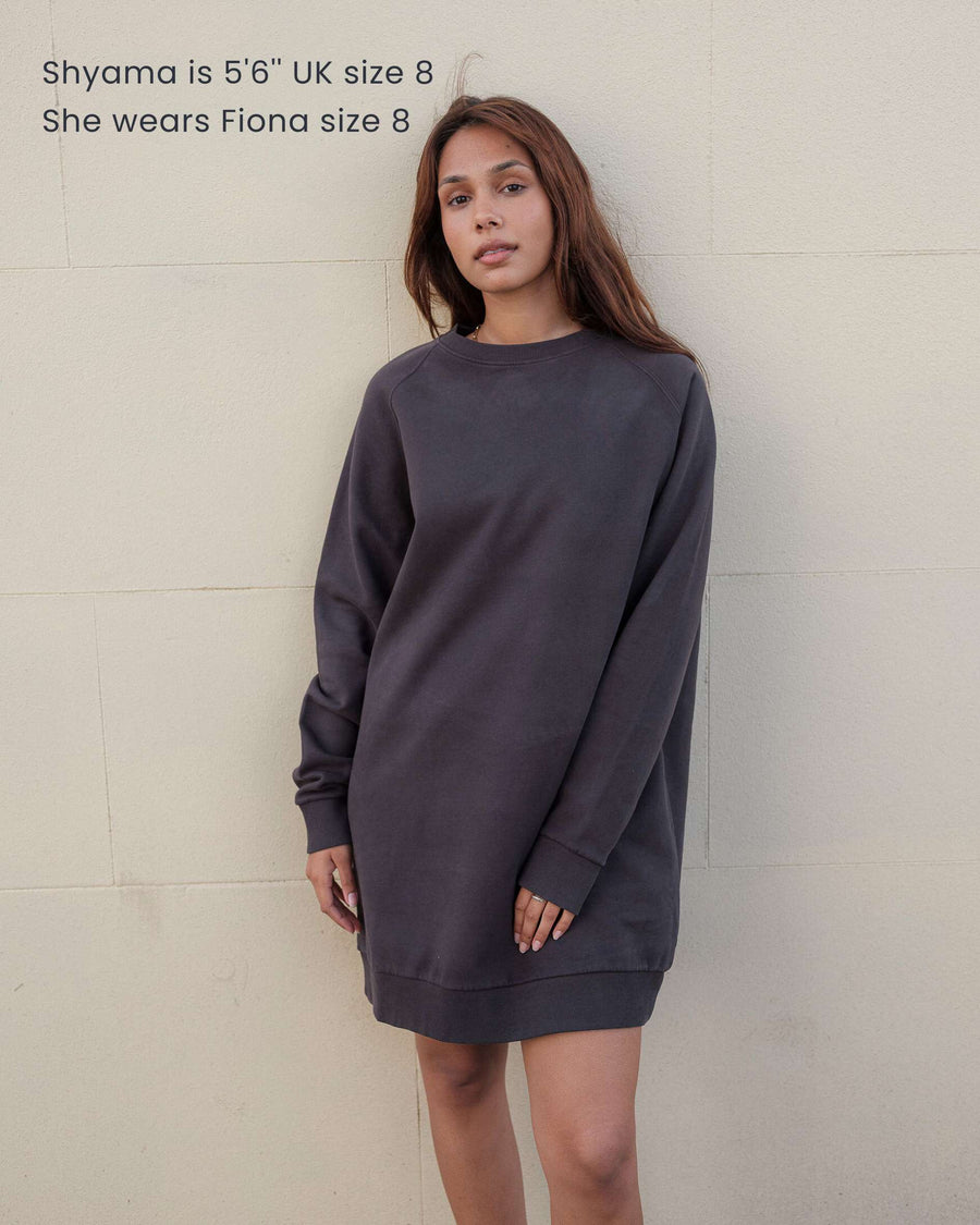 Fiona Organic Cotton Slate Sweatshirt Dress