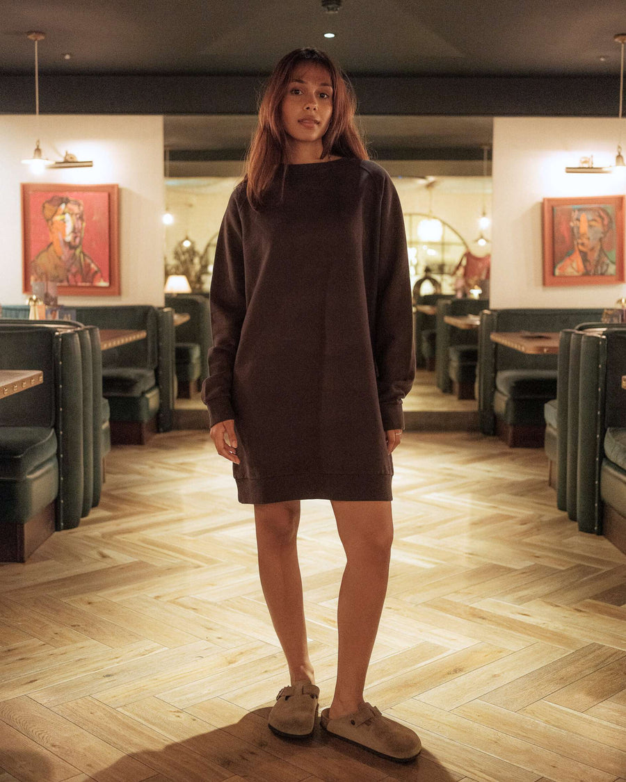 Fiona Organic Cotton Slate Sweatshirt Dress