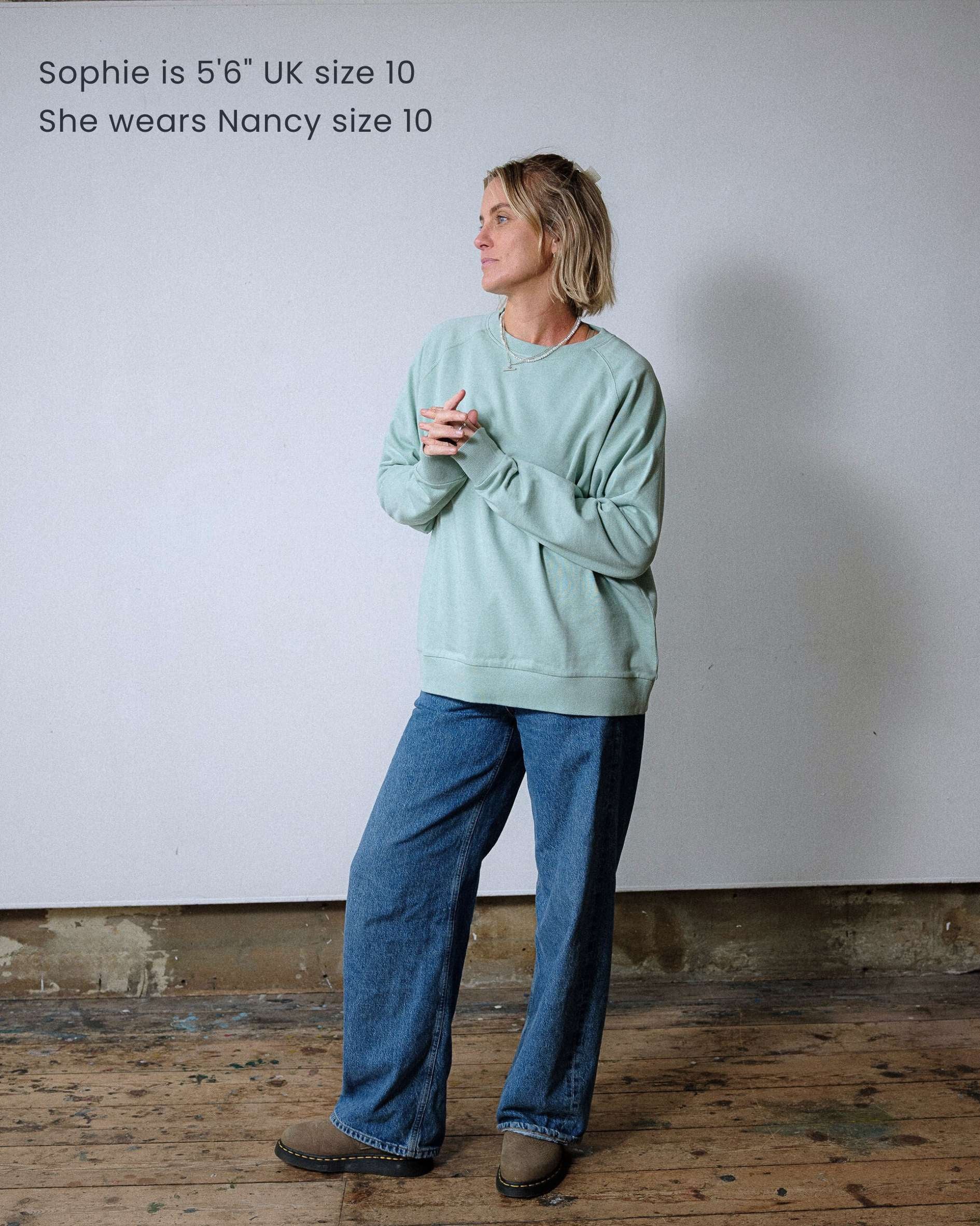 Sophie_wears_Nancy_Oversized_Organic_Cotton_Seafoam_Sweatshirt_in_size_10