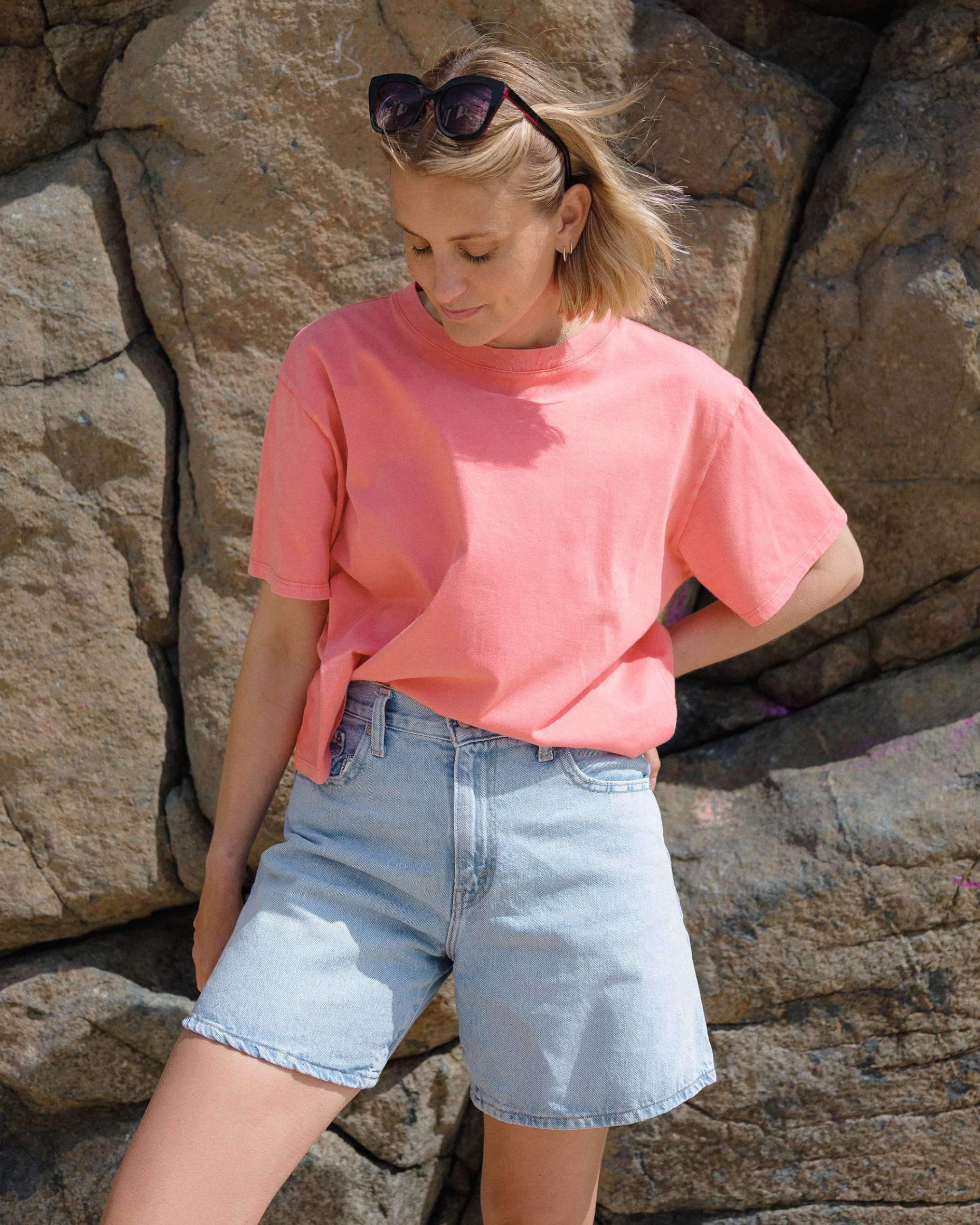 Sustainable watermelon colour cropped t-shirt - Sophie Hellyer