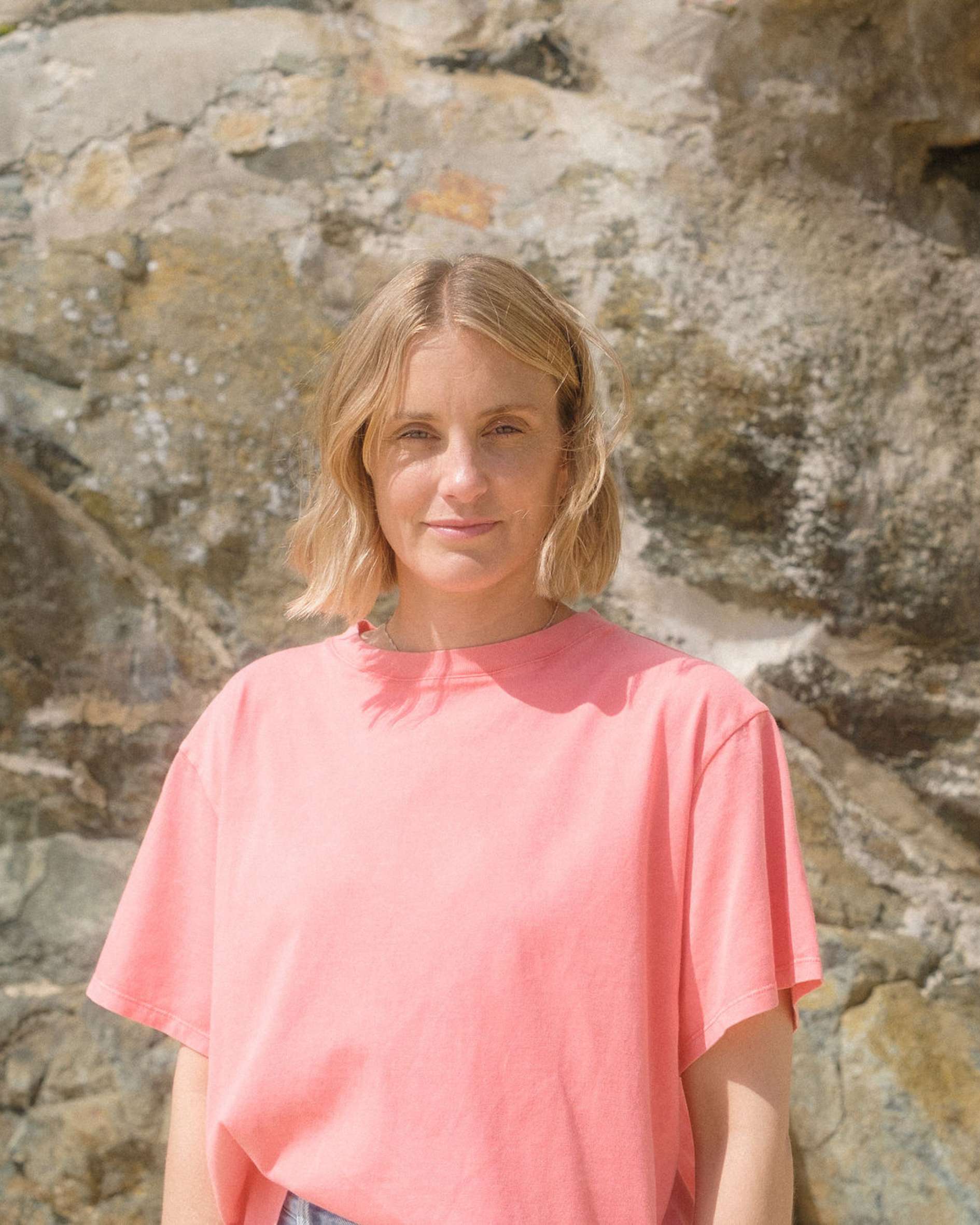 Watermelon colour organic cotton cropped t-shirt - Sophie Hellyer