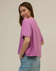 Women's short sleeve violet purple cotton t-shirt