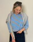 blue striped tee