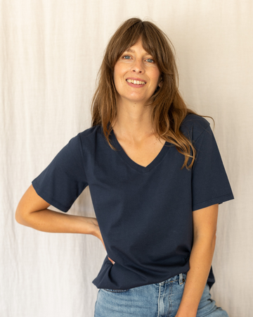 Dotty V Organic Cotton Navy T-Shirt