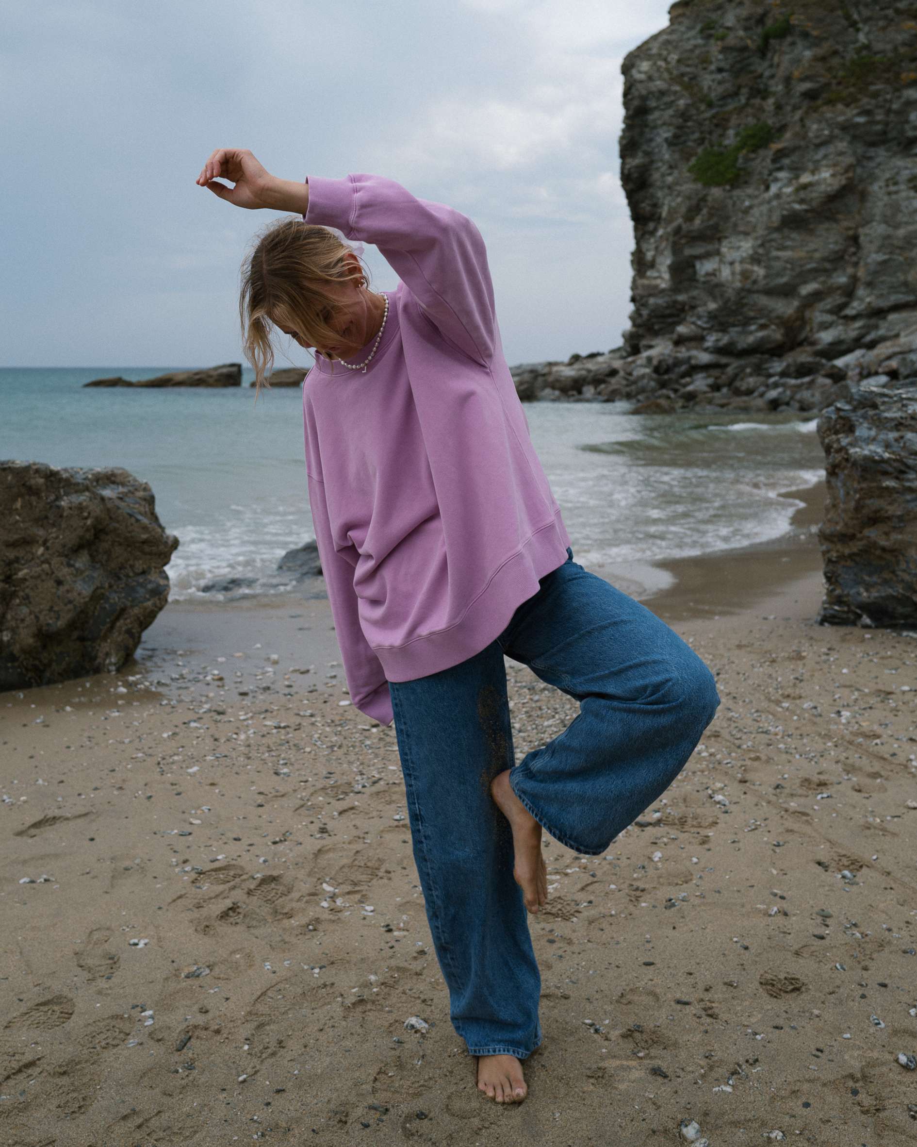 Connie Authentic Oversized Organic Cotton Violet Sweatshirt