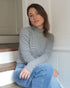 black fine stripe funnel neck in organic cotton