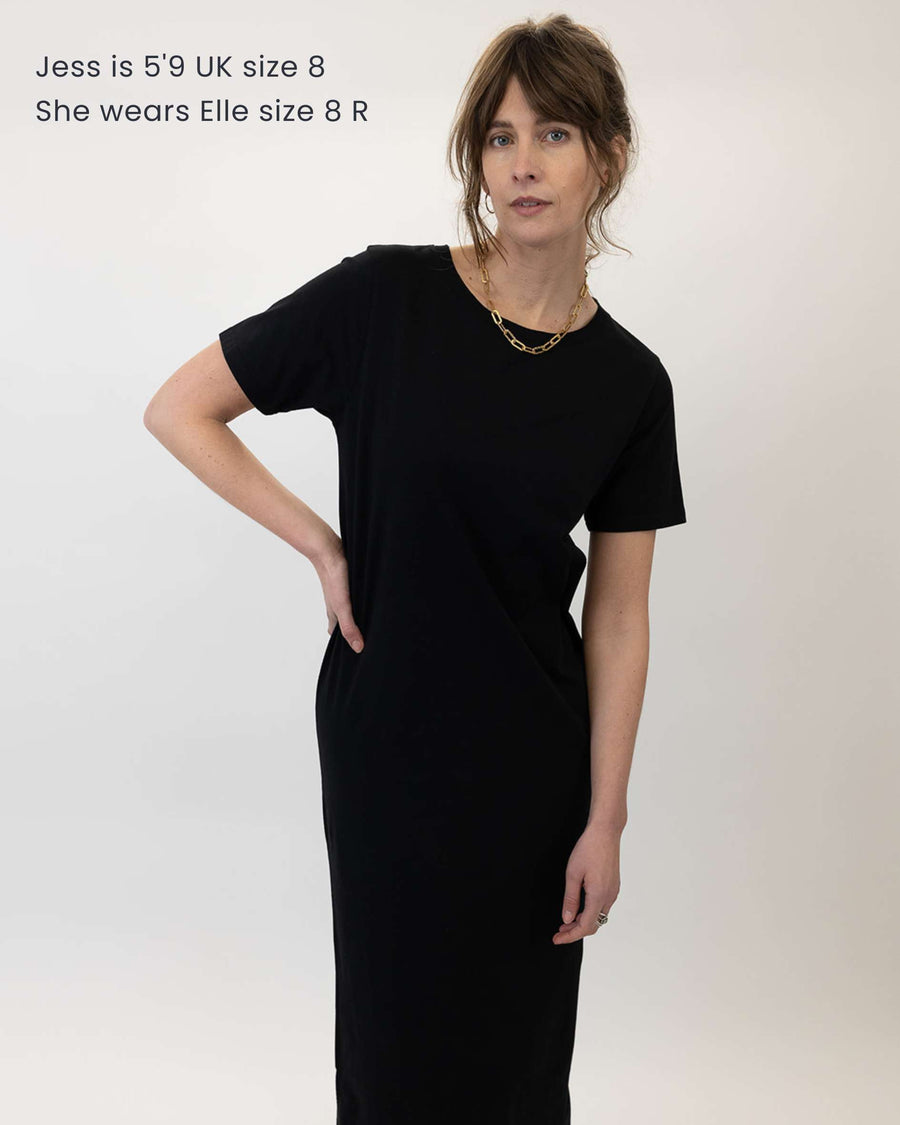 short sleeved black t shirt dress