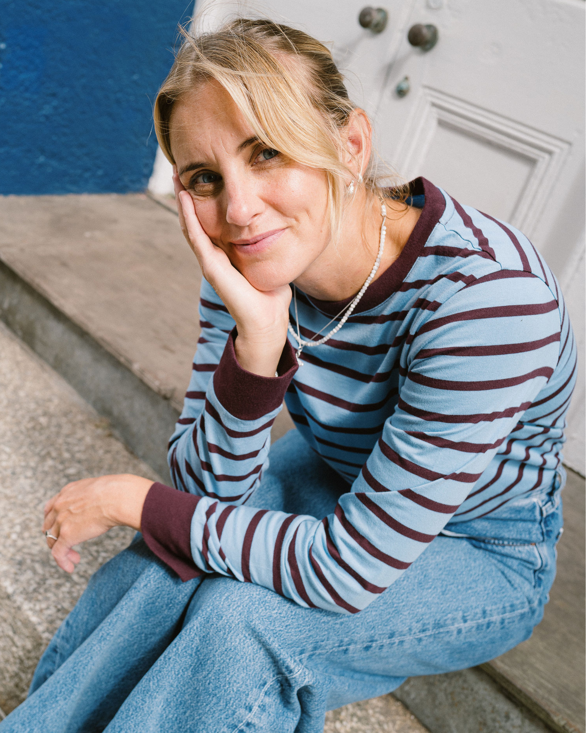 blue_and_plum_striped_womens_tee_in_organic_cotton