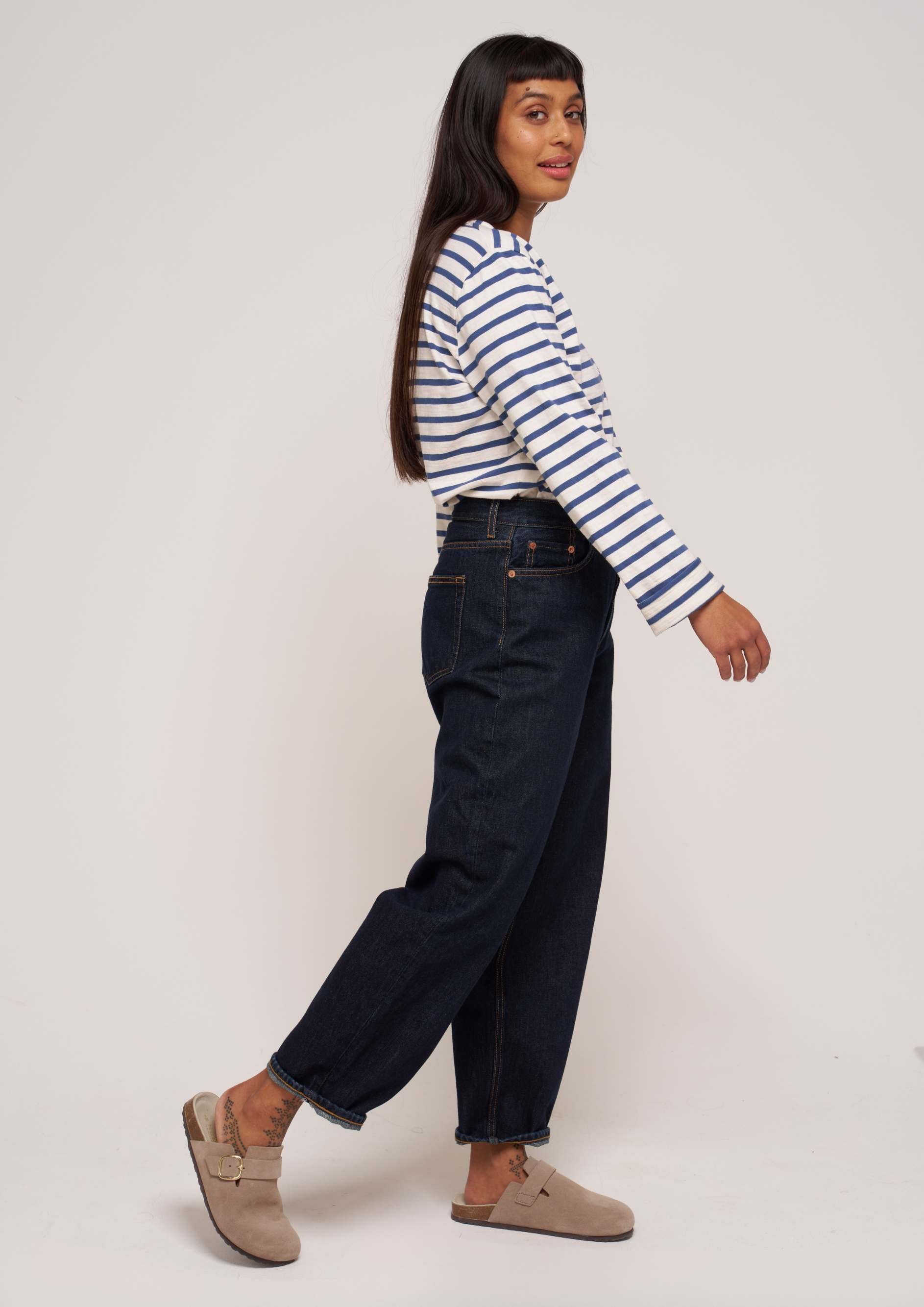 Jules Midweight Slub Organic Cotton Airforce Breton Henley