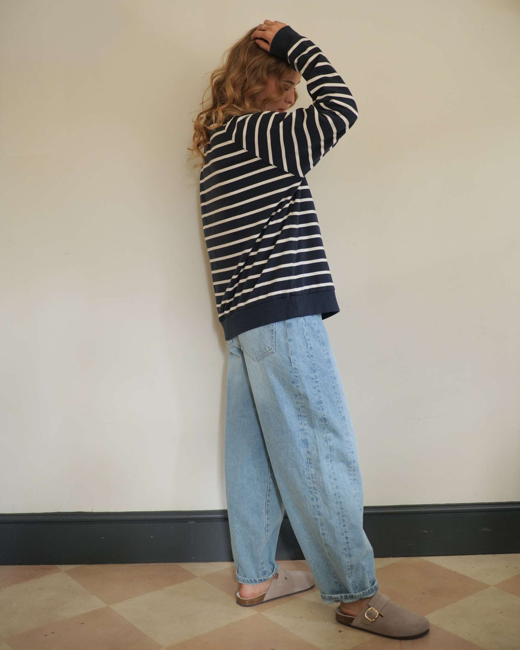 Nancy Oversized Organic Cotton Navy/Ecru Breton Sweatshirt