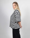 Orla Organic Cotton Black/Off White Stripe T-Shirt