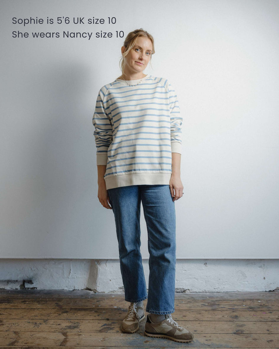 blue stripe sweatshirt in cotton