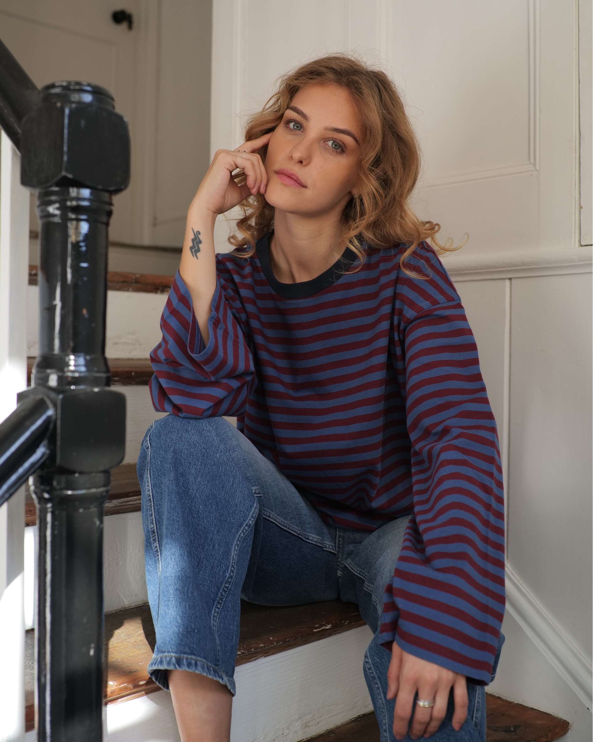 blue and burgundy stripes