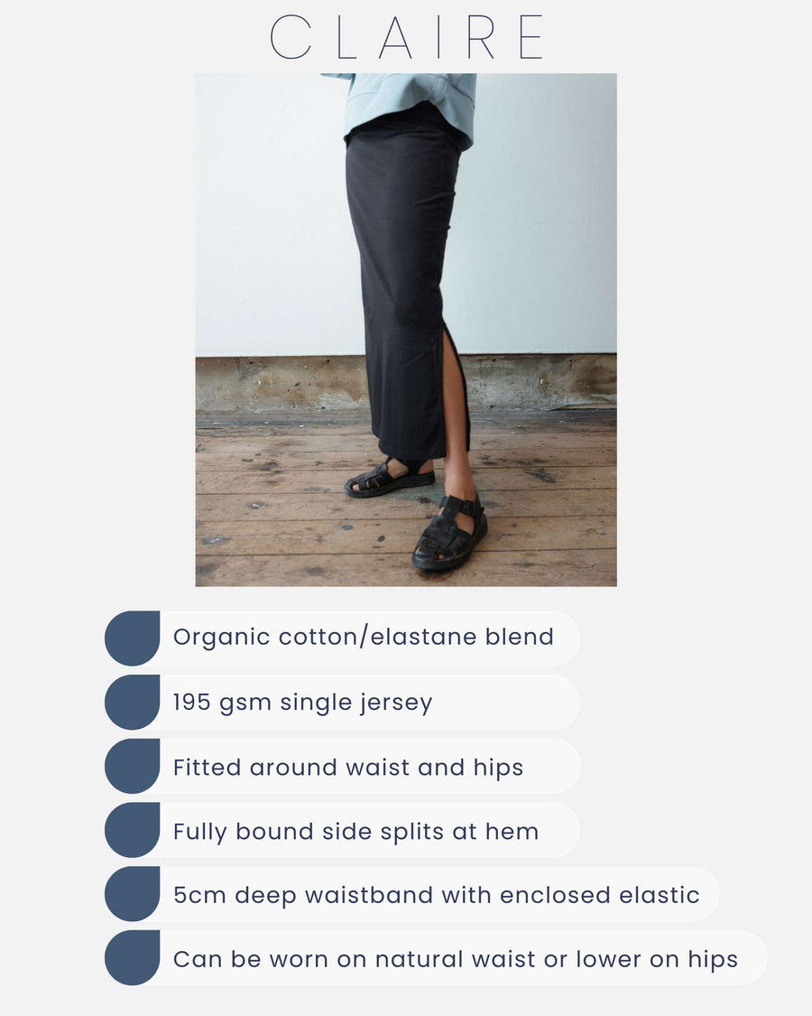 claire long maxi skirt in organic cotton jersey