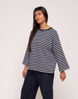 Erin 3/4 Organic Cotton White Breton T-Shirt