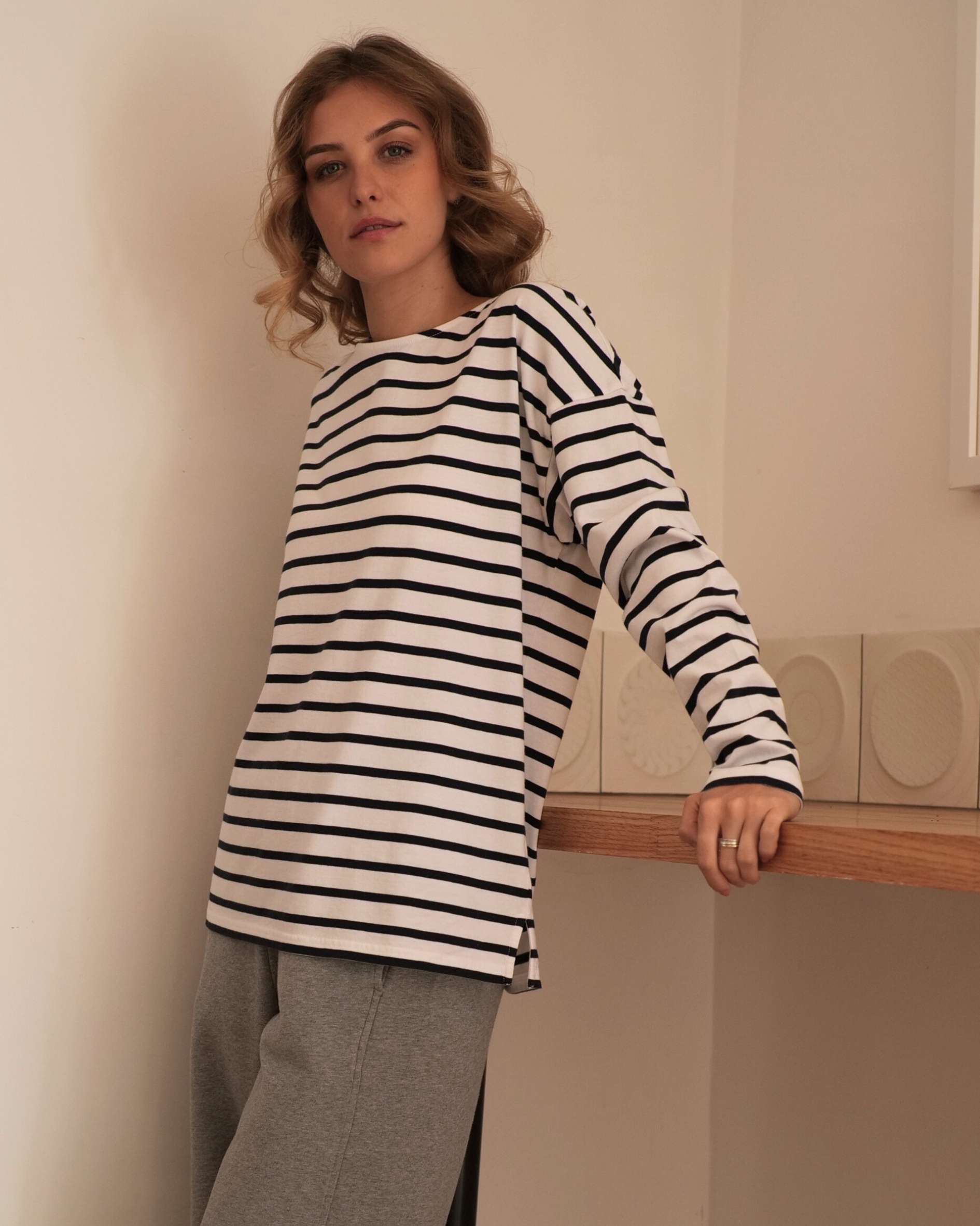 Sam Midweight Organic Cotton Navy Breton T-Shirt