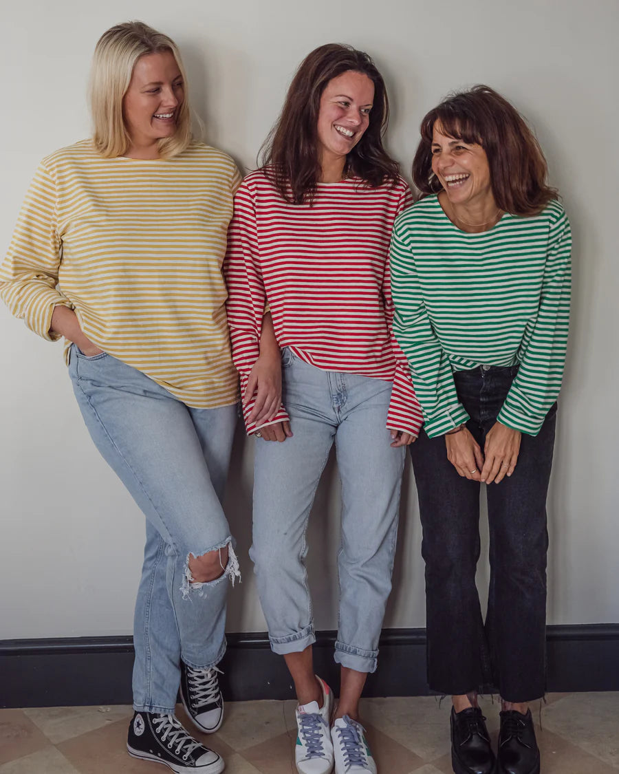 Sadie Midweight Slub Organic Cotton Ochre Stripe T-Shirt