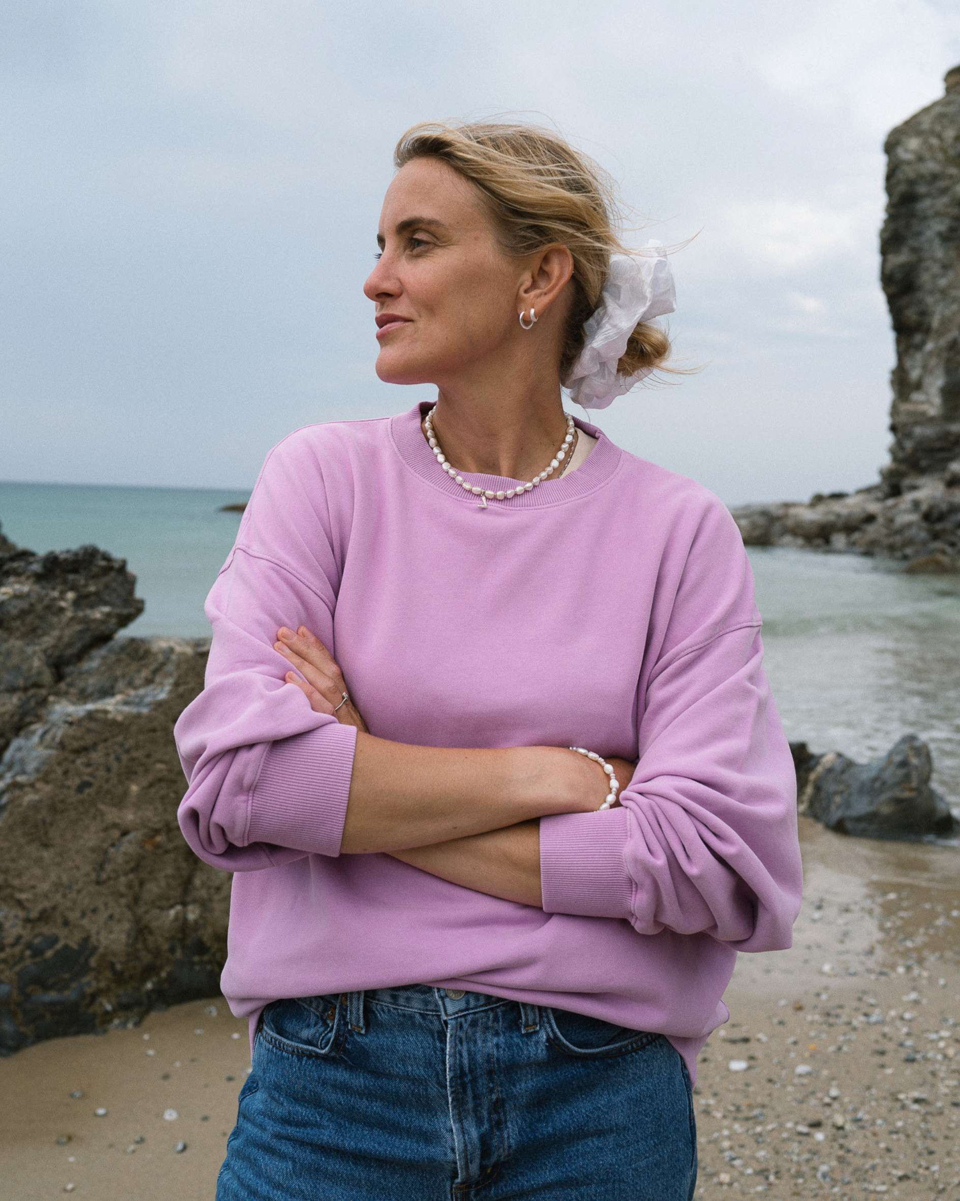 Connie Authentic Oversized Organic Cotton Violet Sweatshirt