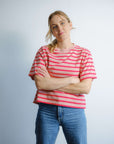 pink and red stripe tee