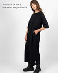 Megan Oversized Organic Cotton Black Midi Dress