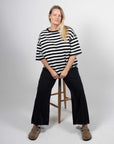 Orla Organic Cotton Black/Off White Stripe T-Shirt