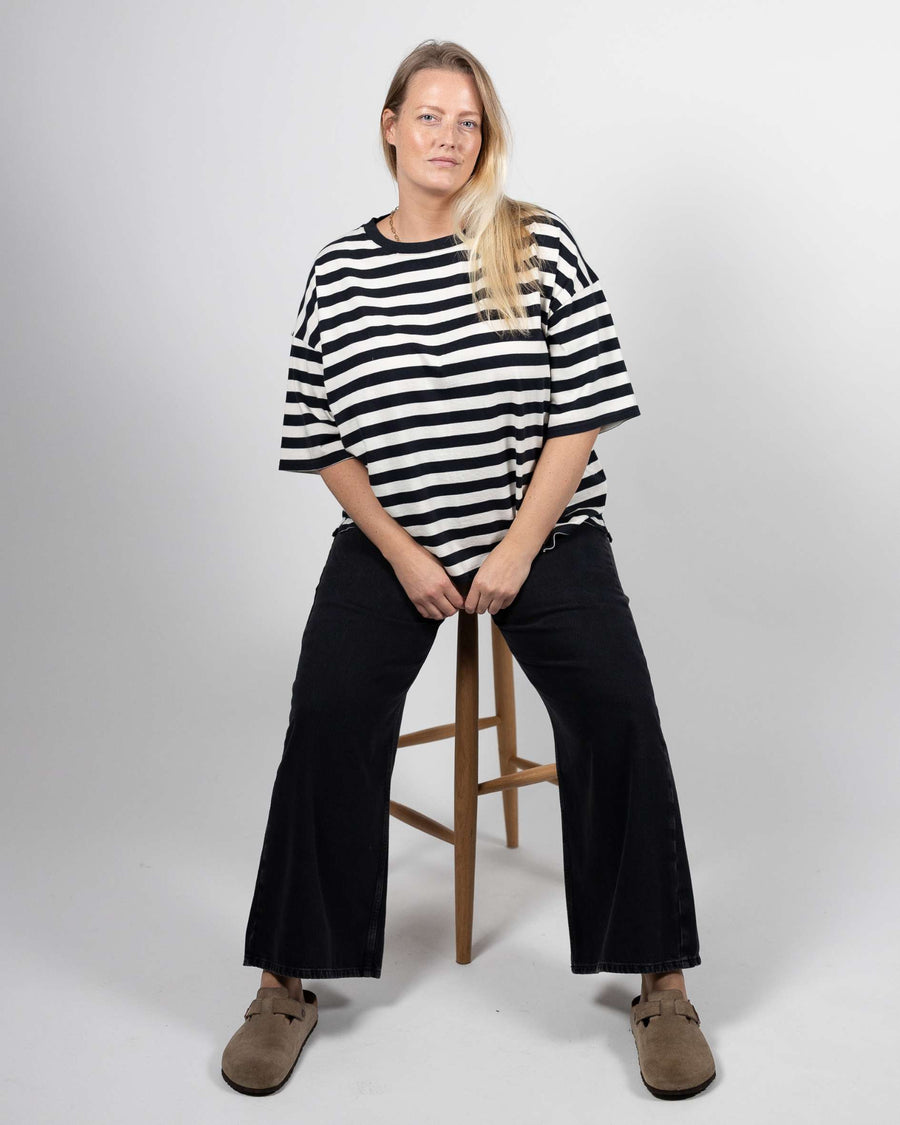 Orla Organic Cotton Black/Off White Stripe T-Shirt