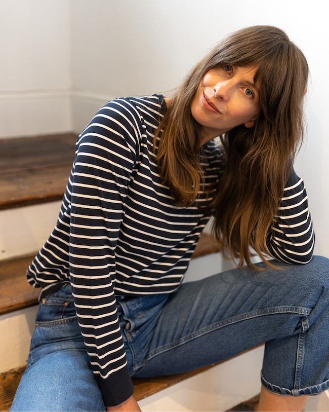 navy striped top