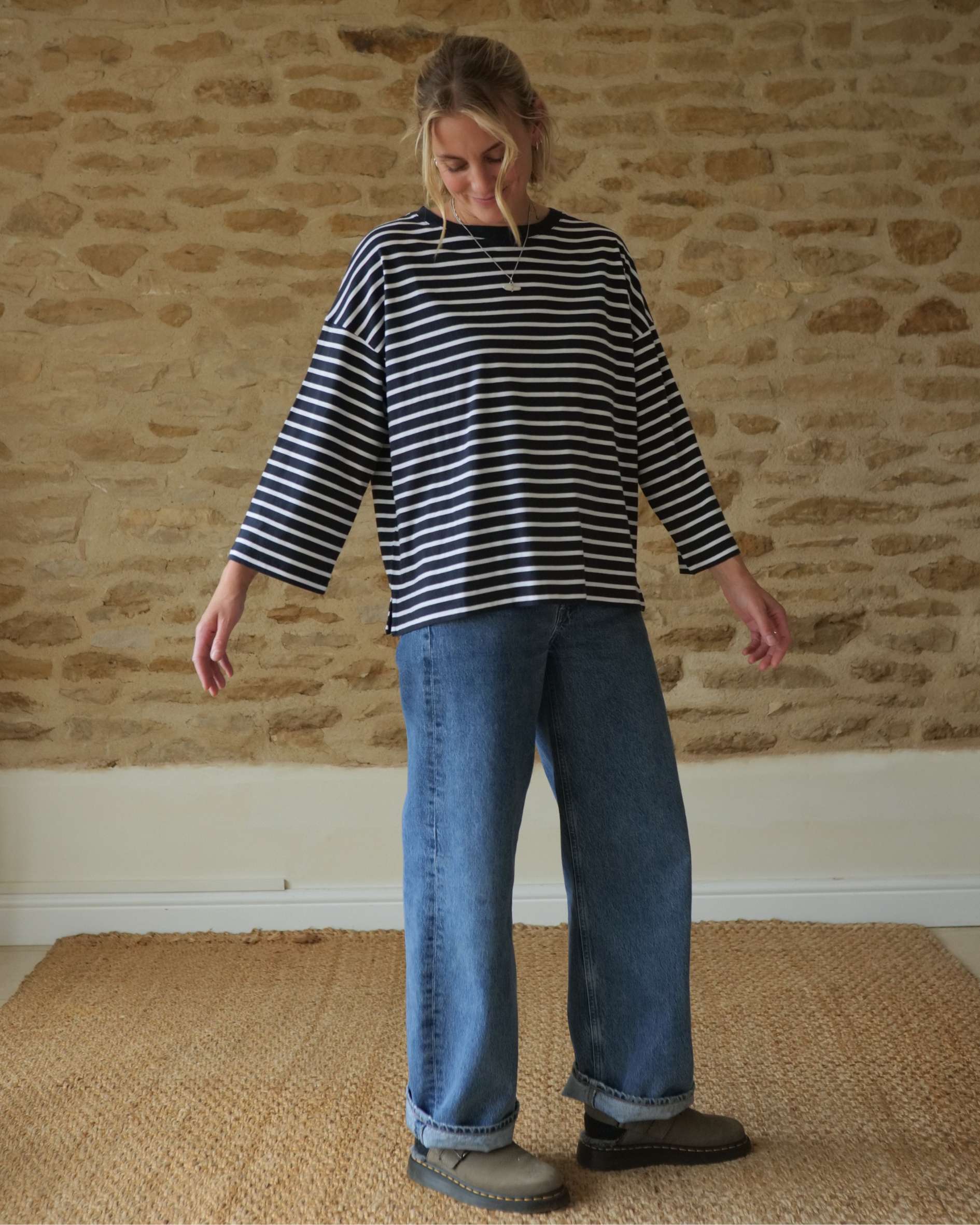 white breton t shirt in organic cotton