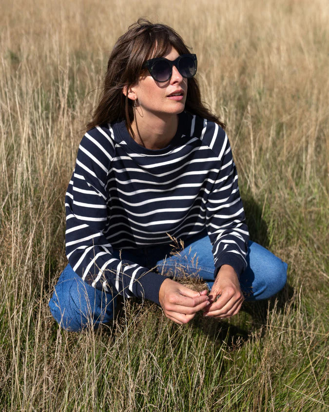 Nancy Oversized Organic Cotton Navy/Ecru Breton Sweatshirt