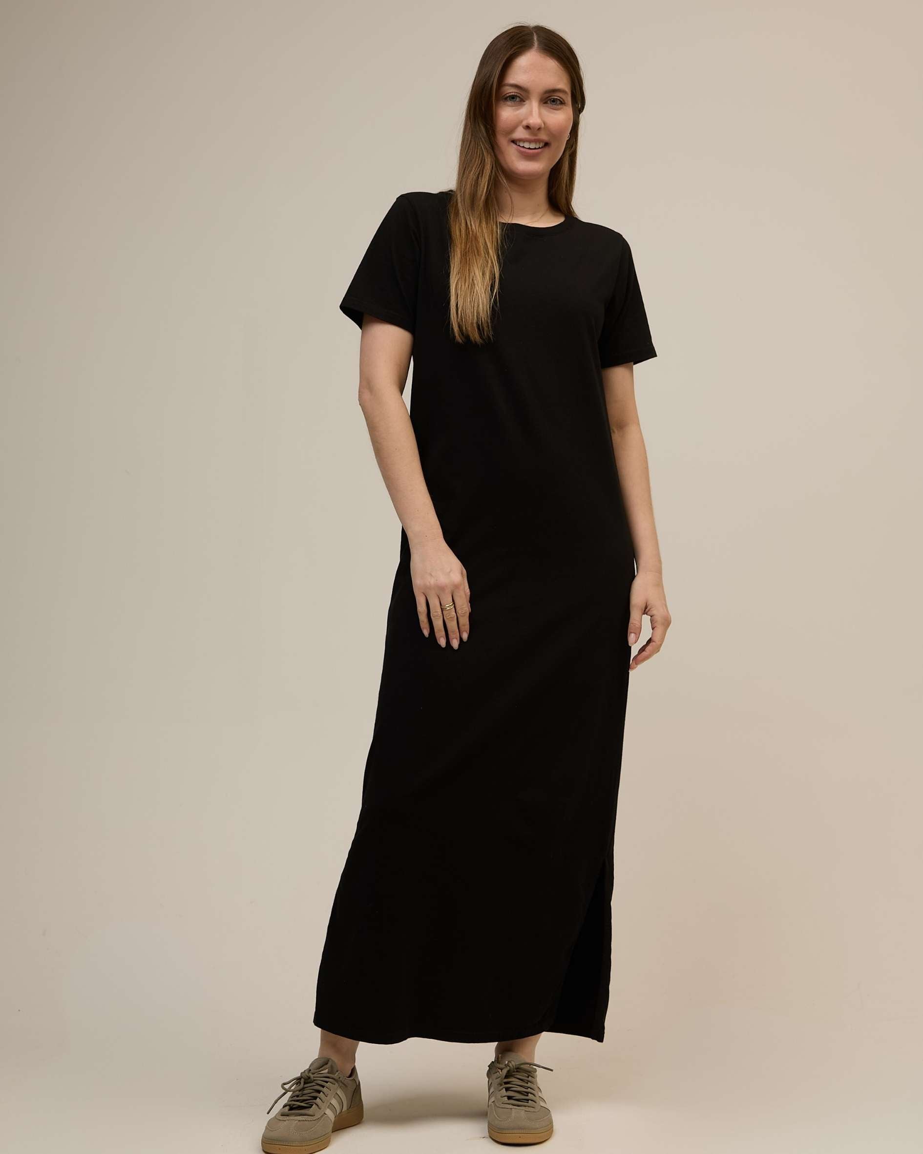Elle Semi-Fitted Organic Cotton Black Dress