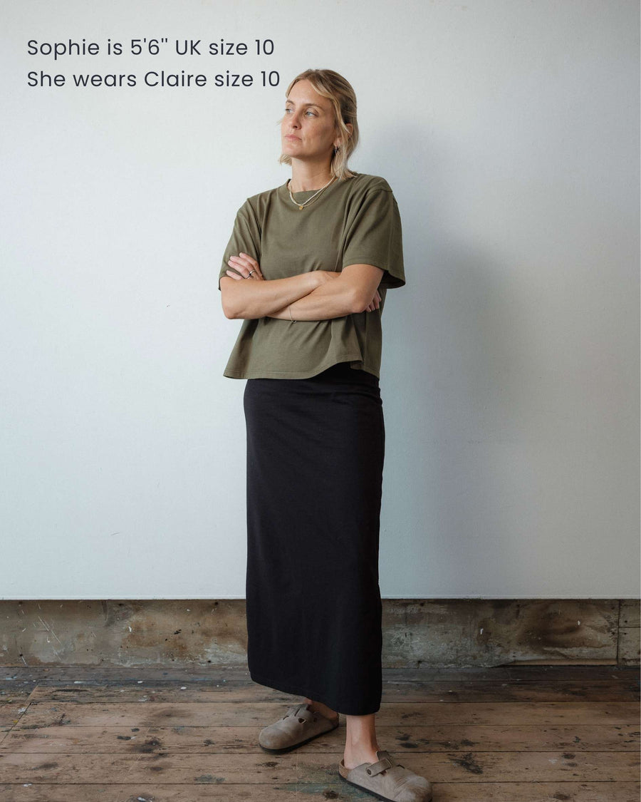 fitted black maxi skirt