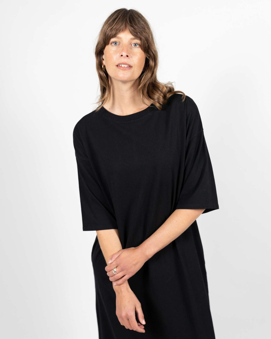 Long black t shirt dress on sale