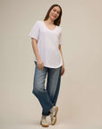 white v neck t shirt in organic cotton