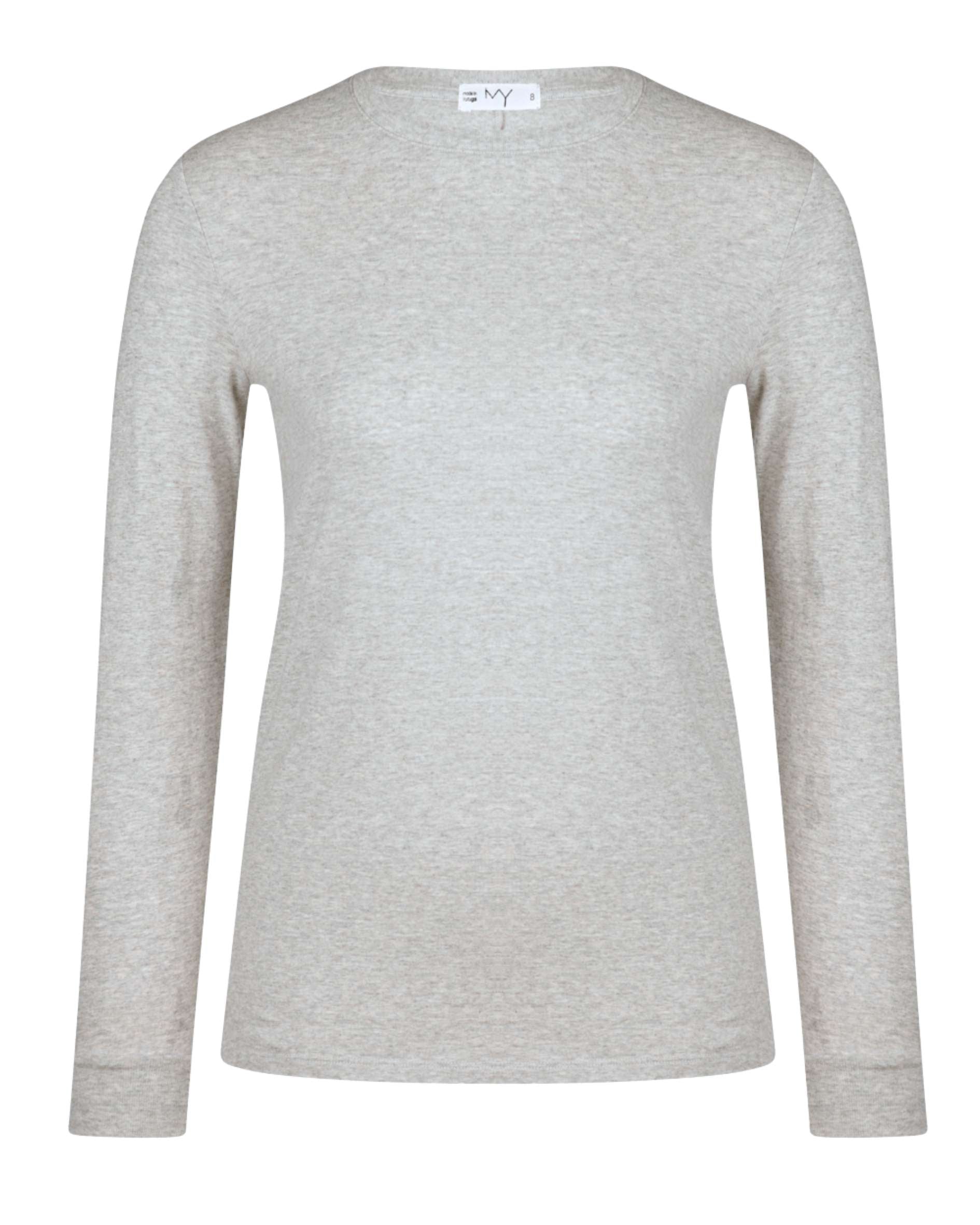 grey marl organic cotton tee for women with long sleeves
