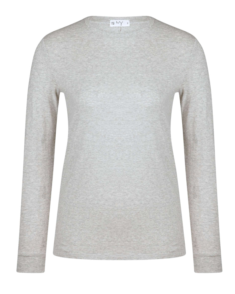 grey marl organic cotton tee for women with long sleeves