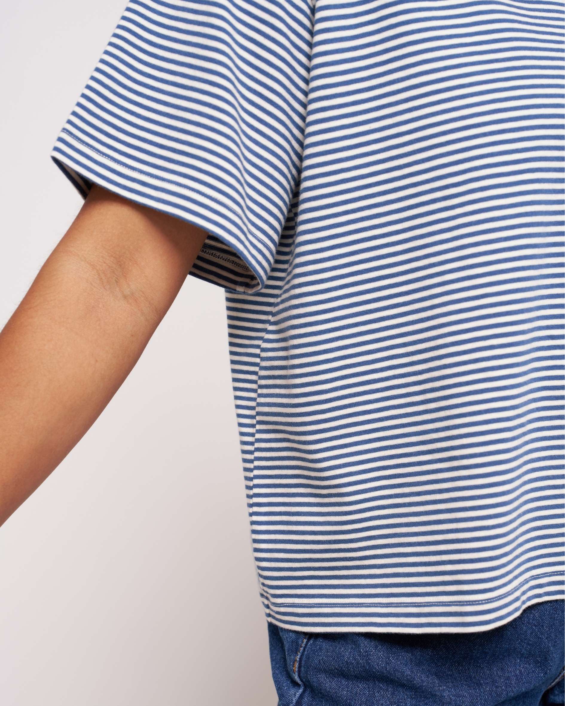 hannah airforce mid blue stripe cream tshirt