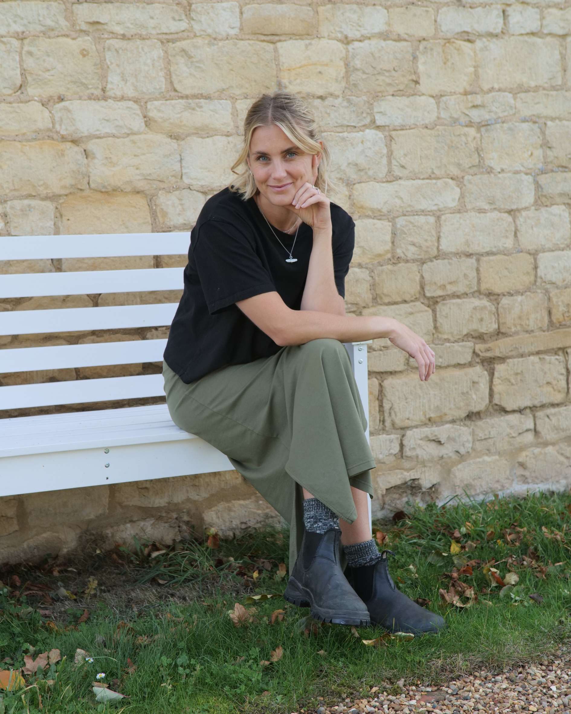 Claire Organic Cotton Dark Olive Skirt