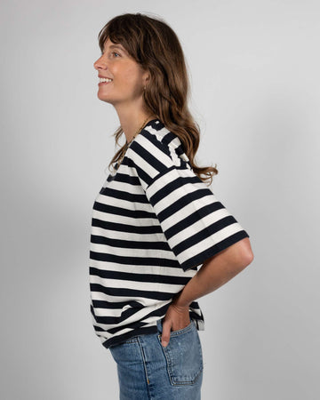 Orla Organic Cotton Black/Off White Stripe T-Shirt