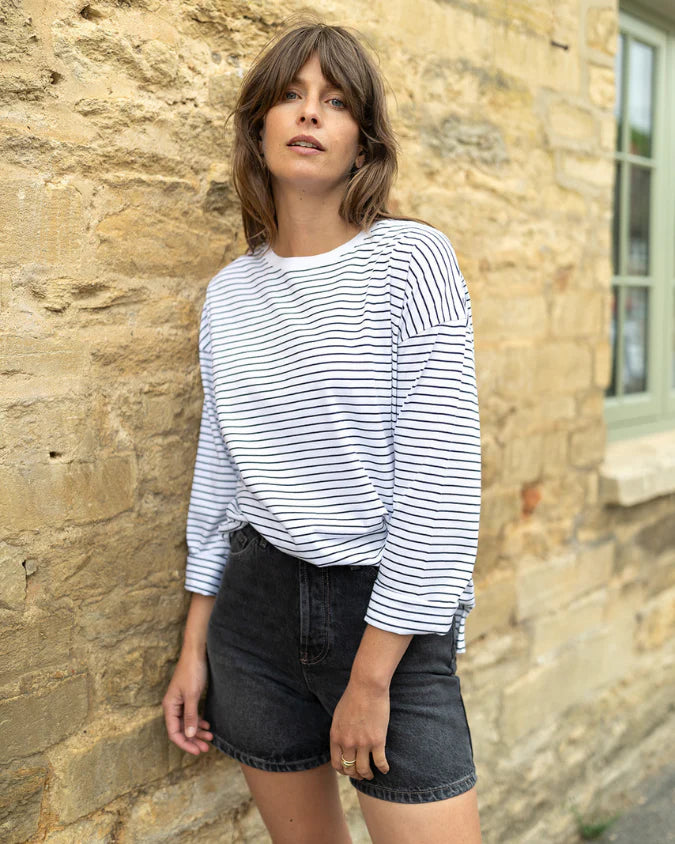 Maya Organic Cotton Navy Fine Stripe T-Shirt