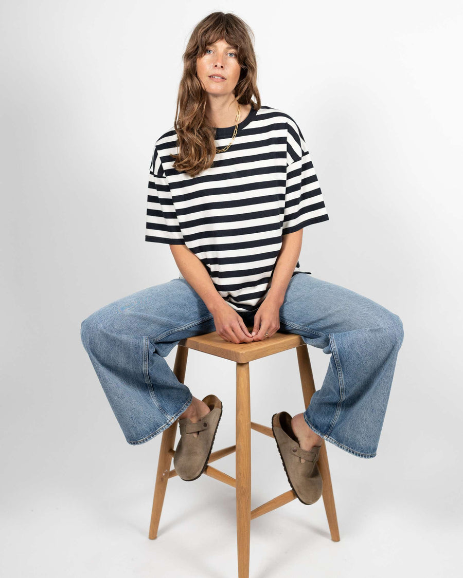 Orla Organic Cotton Black/Off White Stripe T-Shirt