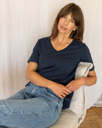 Dotty V Organic Cotton Navy T-Shirt
