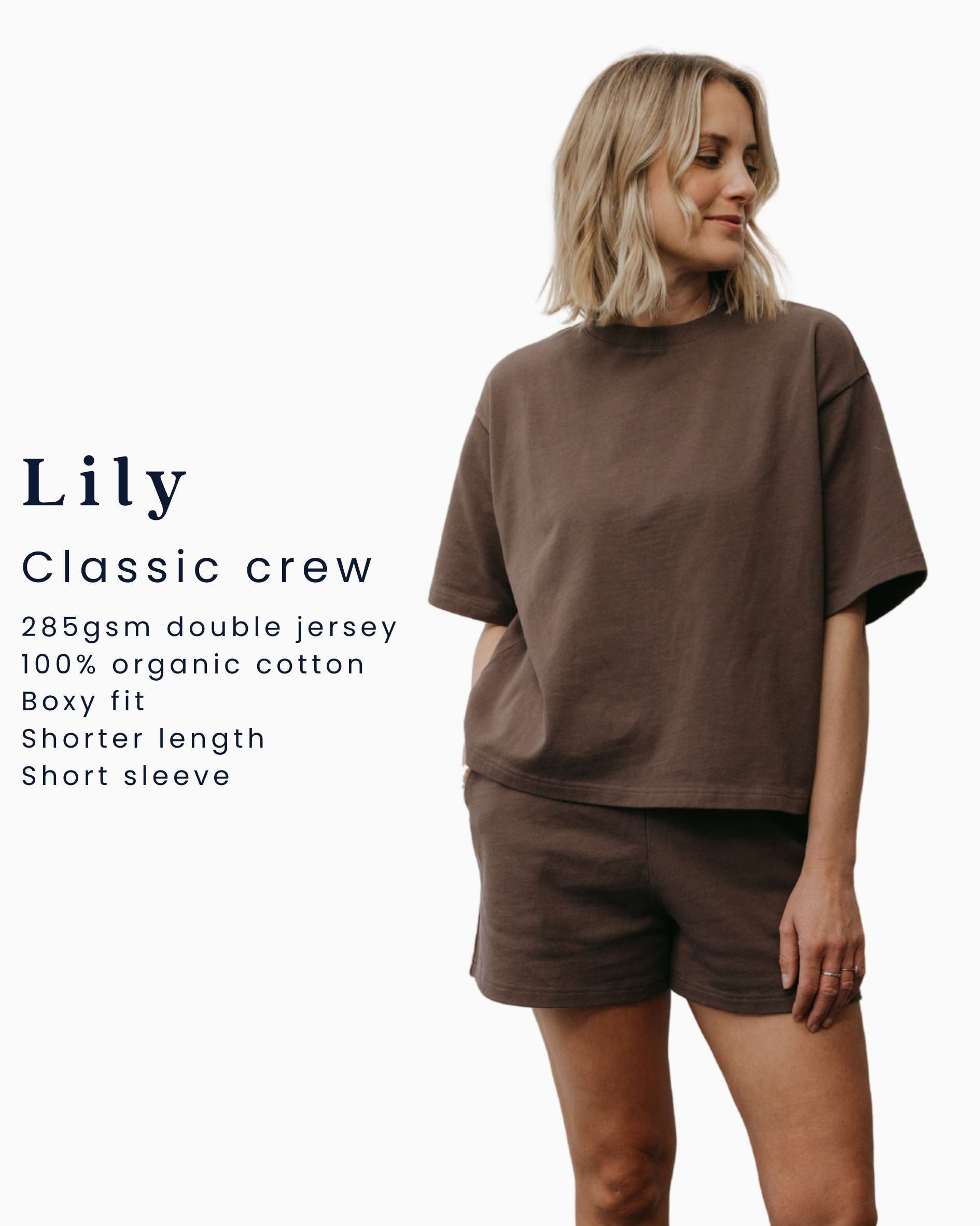 lily classic crew cotton brown t-shirt