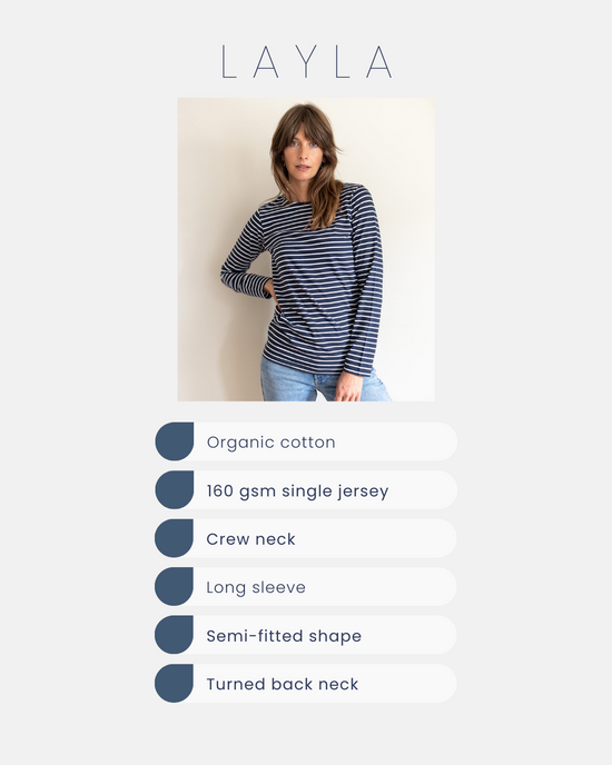 Layla Organic Cotton Navy Breton T-Shirt