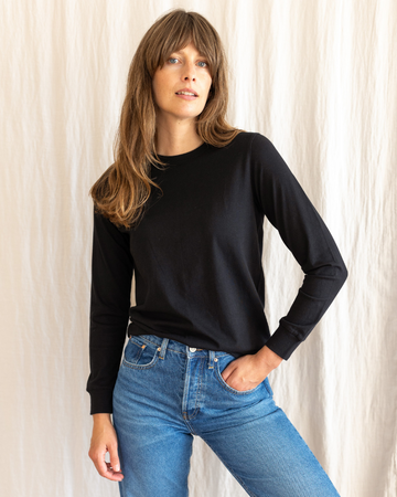 Audrey Women s Organic Cotton Crew Neck Navy Long Sleeve T Shirt Ivy Clothing