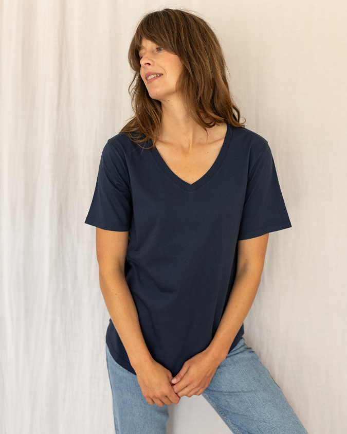 Dotty V Organic Cotton Navy T-Shirt