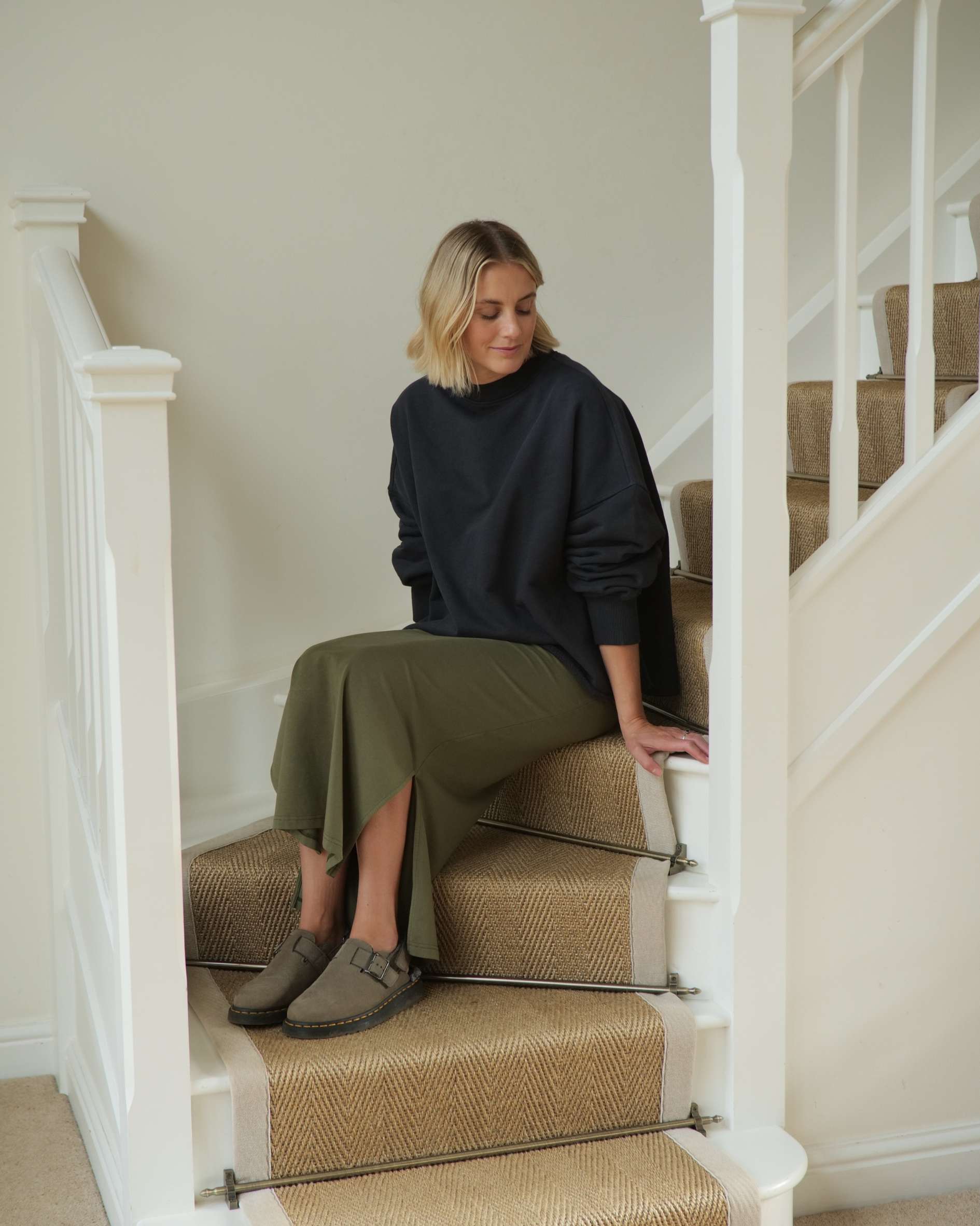 Claire Organic Cotton Dark Olive Skirt